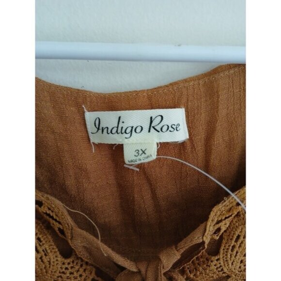 Indigo Rose Women's Shift Dress 3X Brown Boho Festival Cottagecore Lace - Picture 5 of 7